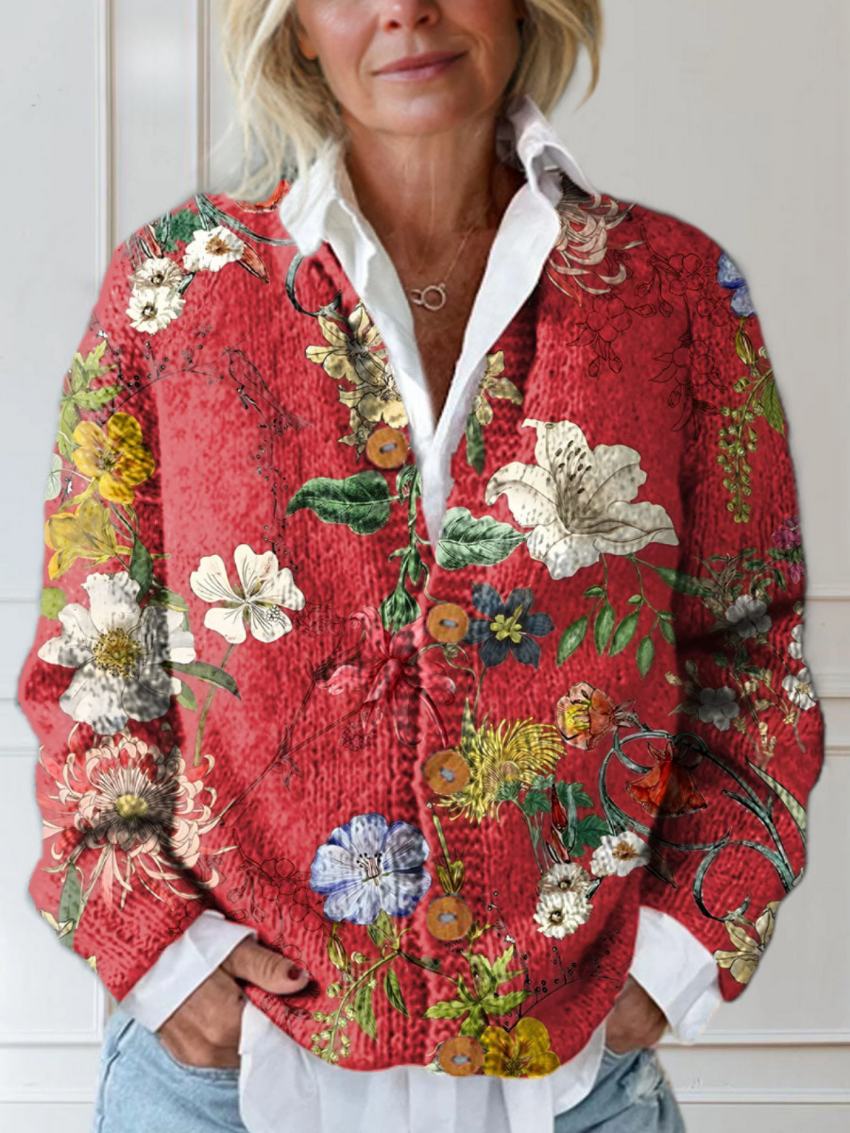 Amara™ | Cardigan en tricot floral vintage pour femmes