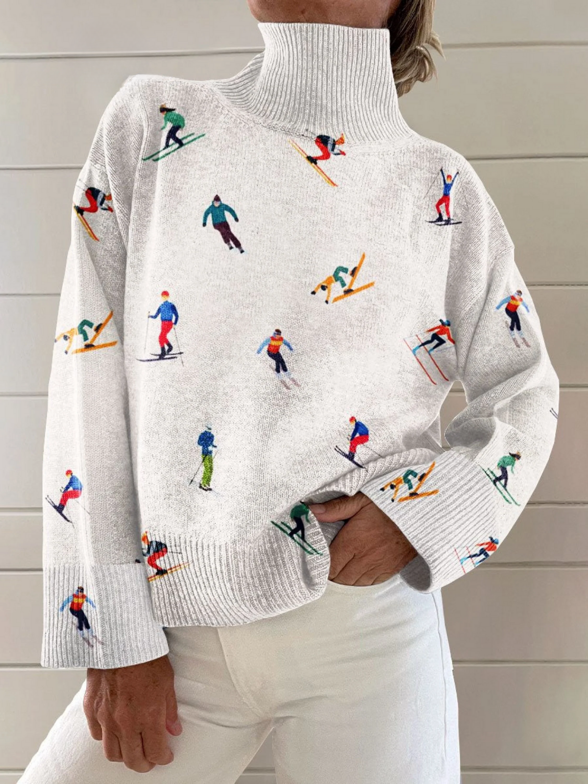 Karina | Pull Vintage Stylé d'Hiver avec Motif de Ski Tendance
