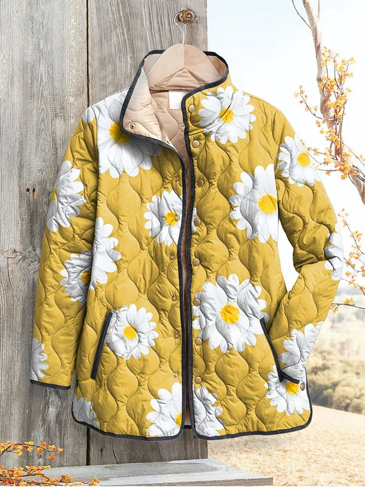 Veste Matelassée de Jardin Femme avec Marguerite Ensoleillée
