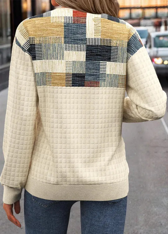 Pull en patchwork Linora avec boutons - Style unique et confort assuré