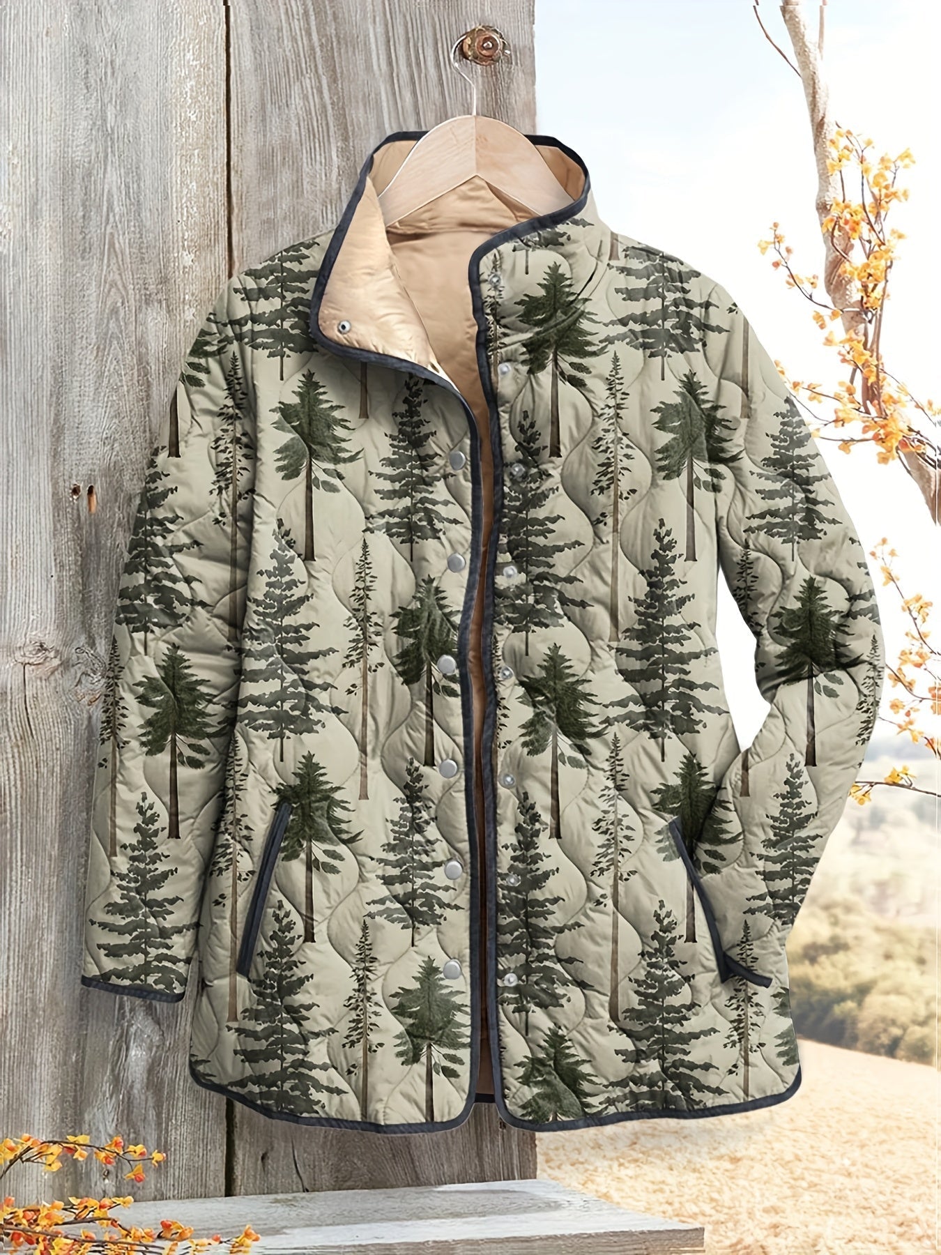 Veste matelassée à motif sapin forestier pour femmes