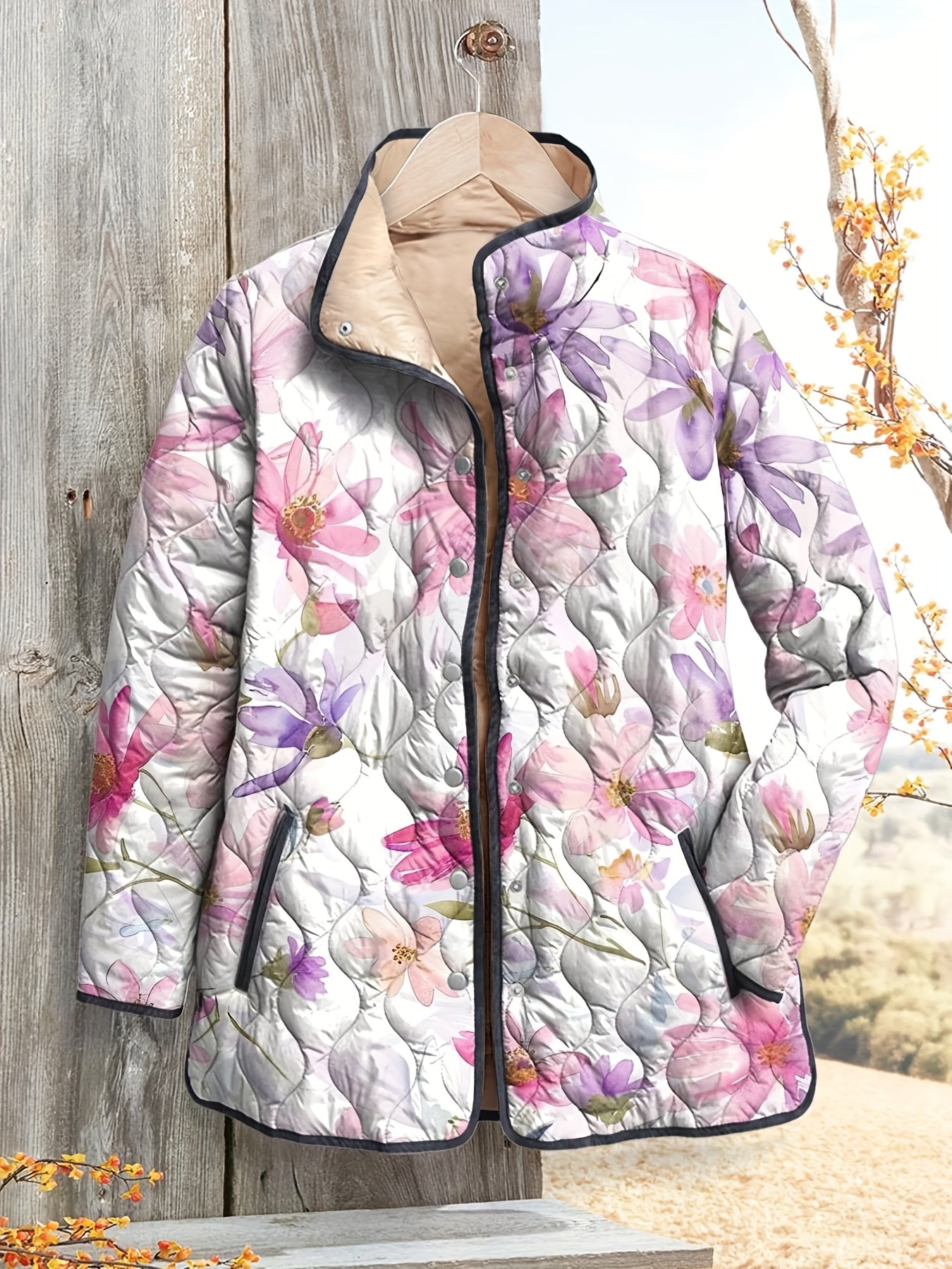 Veste matelassée à fleurs pastel pour femmes