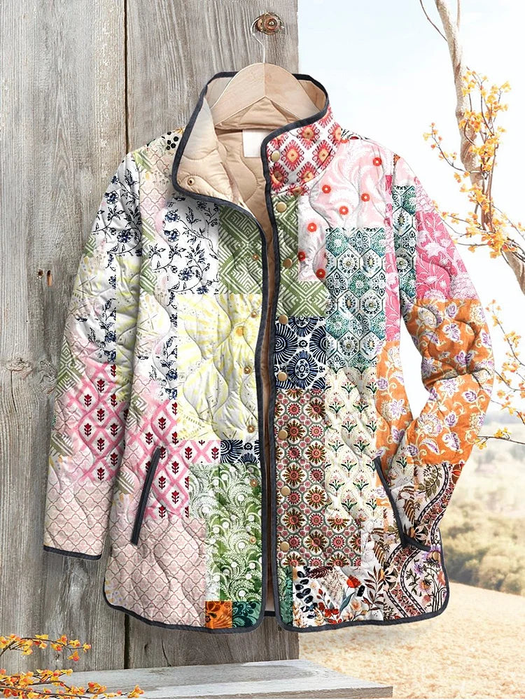 Veste vintage en patchwork matelassée pour femme