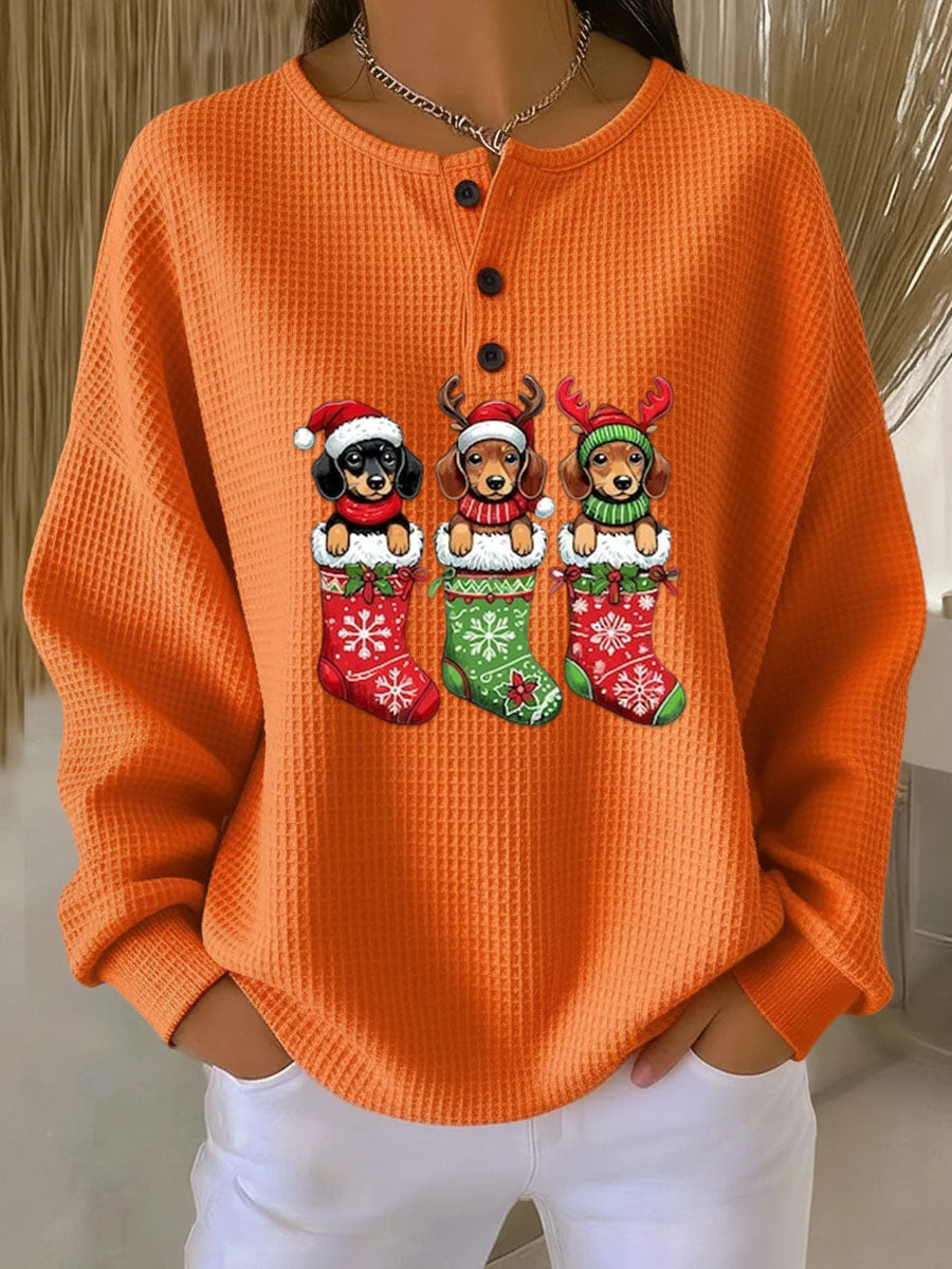 Pull de Noël Vintage Grethe avec Charmant Motif de Chien