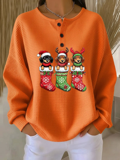 Pull de Noël Vintage Grethe avec Charmant Motif de Chien