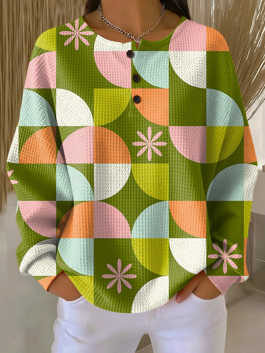 Saga | Pull à Motif Carrés Abstraits pour un Style Moderne et Élégant