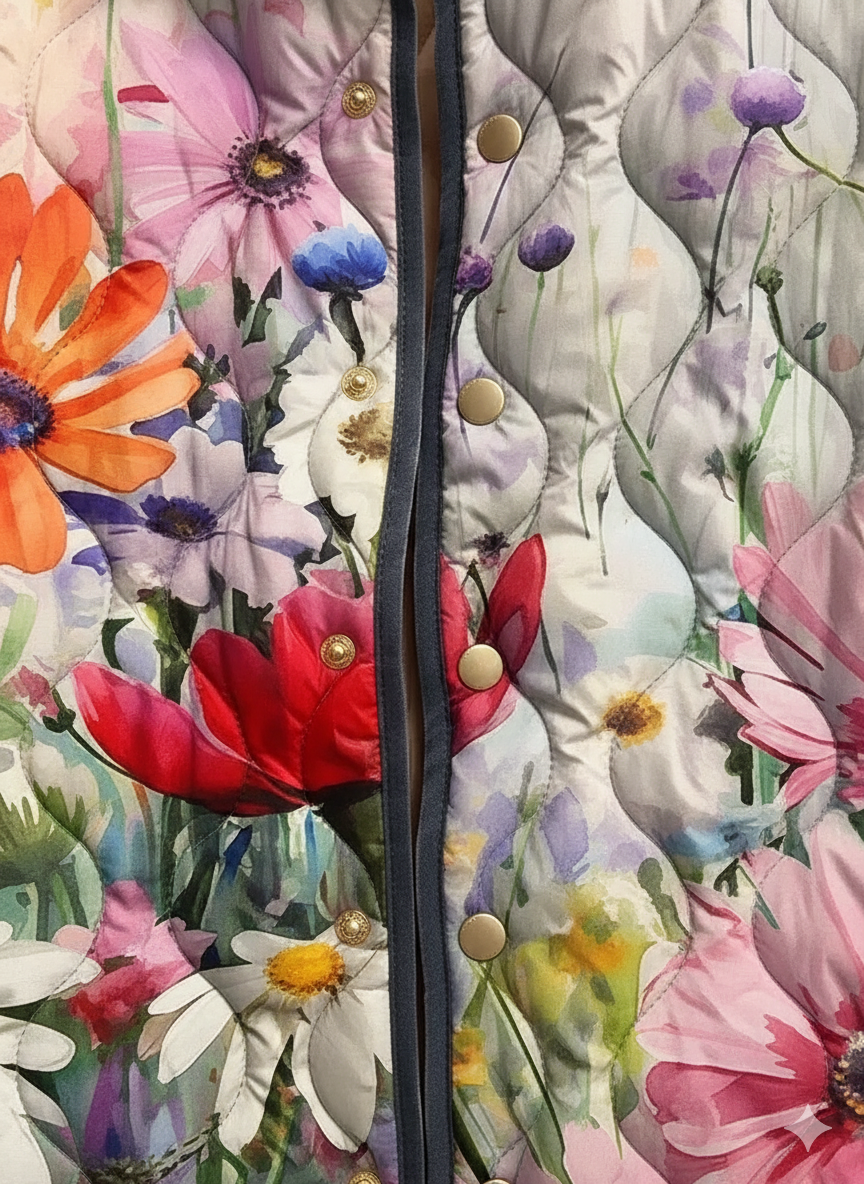 Veste Matelassée Femmes Jardin de Fleurs Sauvages