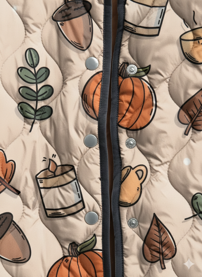 Veste Matelassée Confortable pour Femmes à Imprimé d'Automne