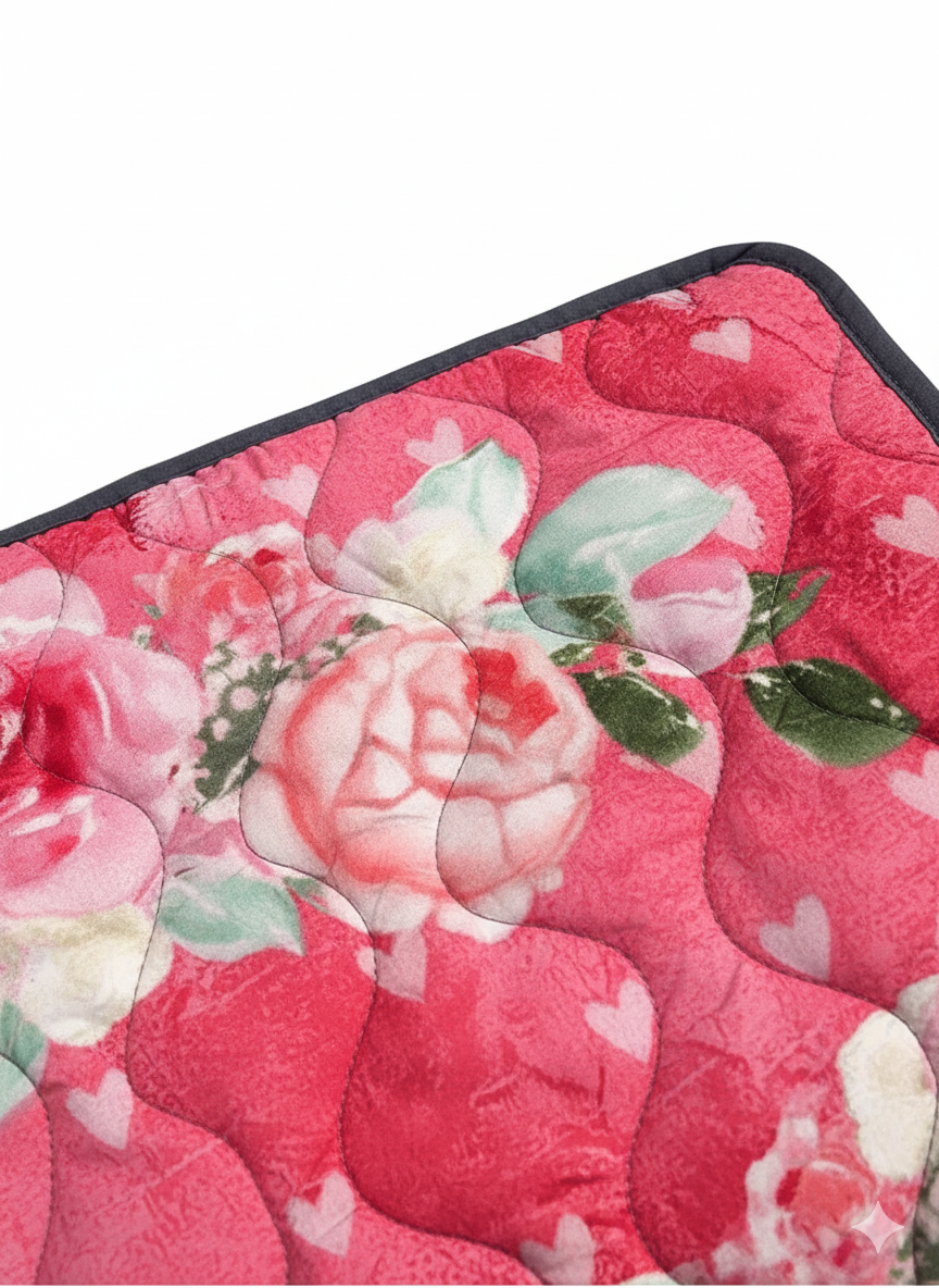 Veste matelassée romantique à imprimé de roses pour femme