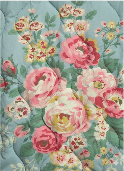 Veste matelassée vintage pour femmes à fleurs bleues