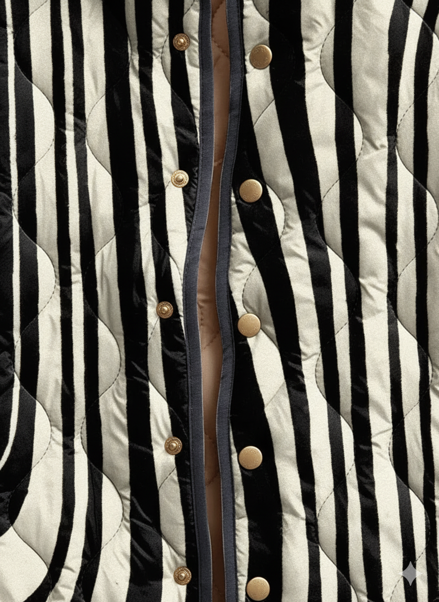 Veste matelassée à rayures monochromes audacieuses pour femmes
