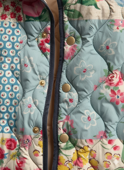 Veste en quilting florale vintage pour femmes with patchwork