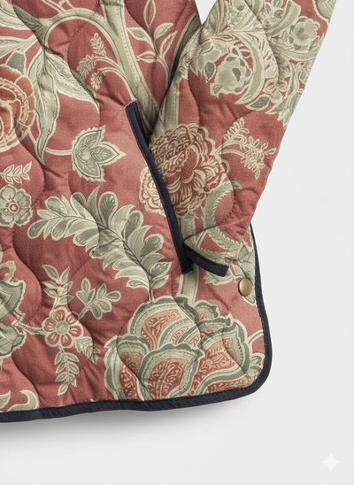 Veste matelassée féminine vintage à motif floral en tapisserie