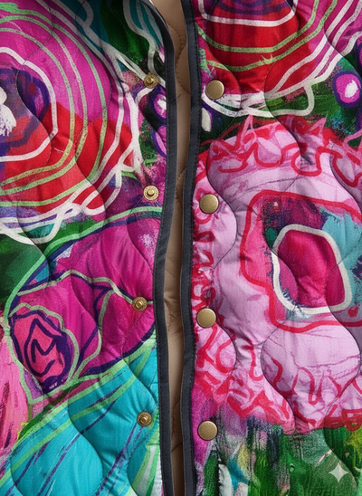 Veste matelassée à fleurs abstraites pour femmes