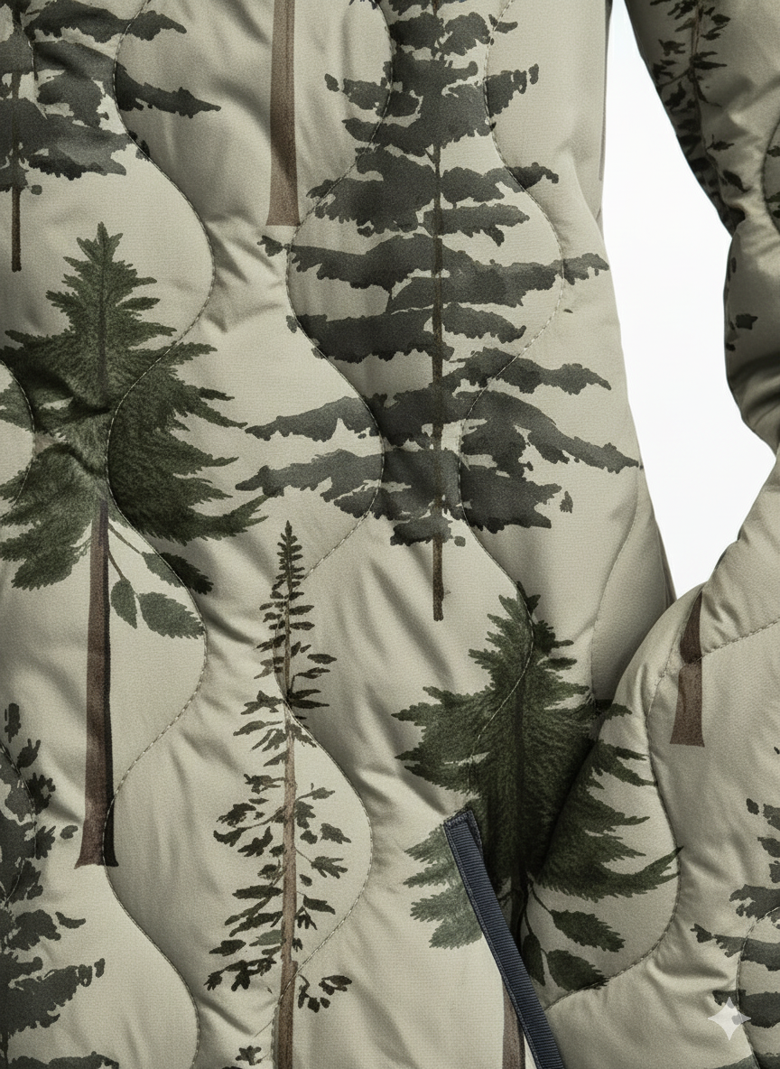 Veste matelassée à motif sapin forestier pour femmes
