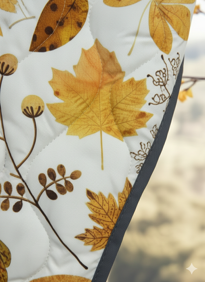 Veste matelassée vintage pour femmes avec imprimé feuilles d'automne