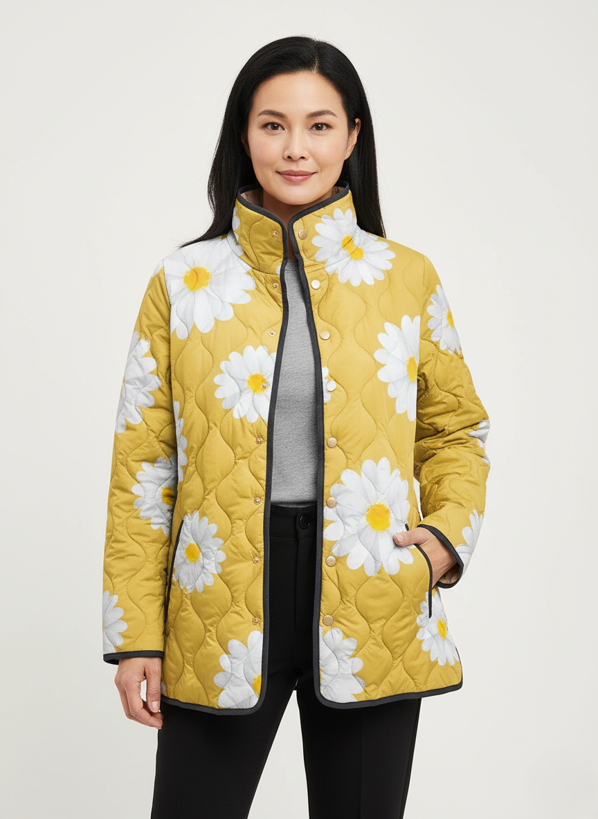Veste Matelassée de Jardin Femme avec Marguerite Ensoleillée