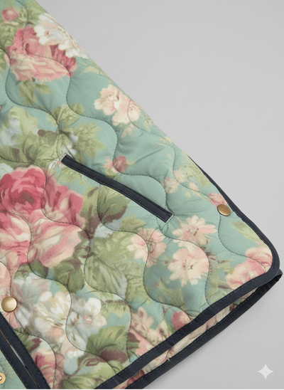 Veste matelassée pour femmes à imprimé pastel de roses