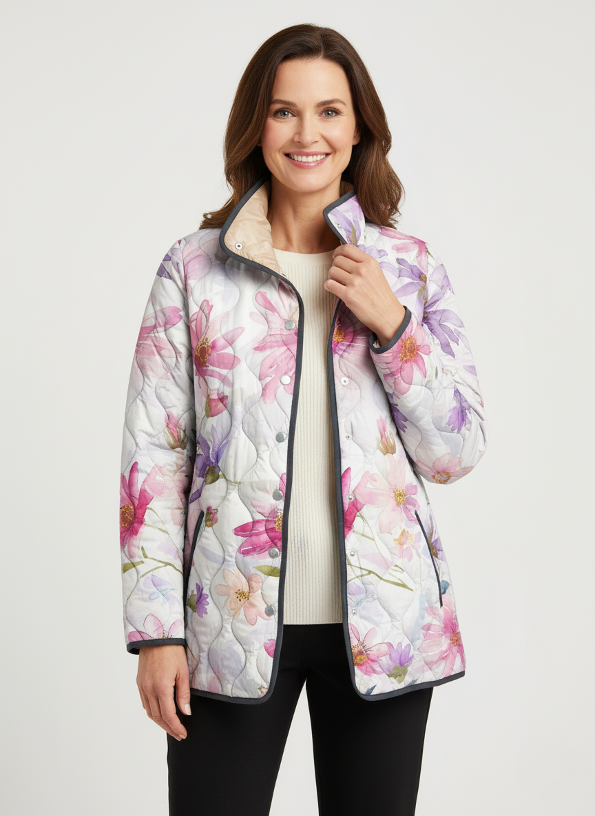 Veste matelassée à fleurs pastel pour femmes