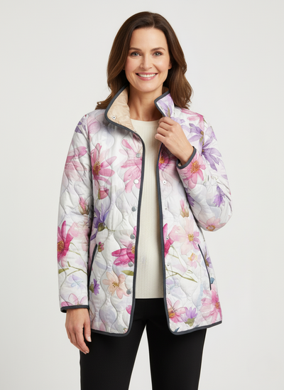 Veste matelassée à fleurs pastel pour femmes