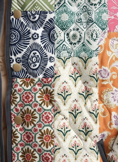 Veste vintage en patchwork matelassée pour femme