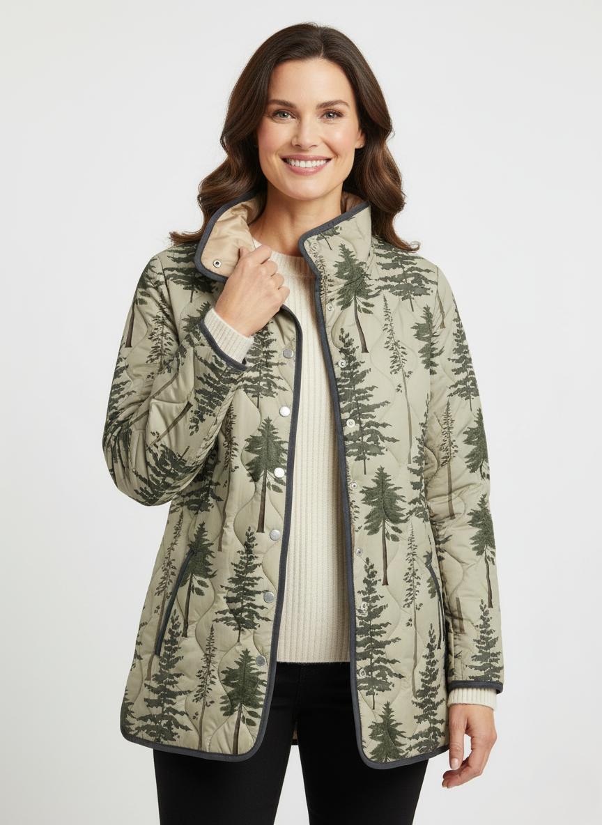 Veste matelassée à motif sapin forestier pour femmes