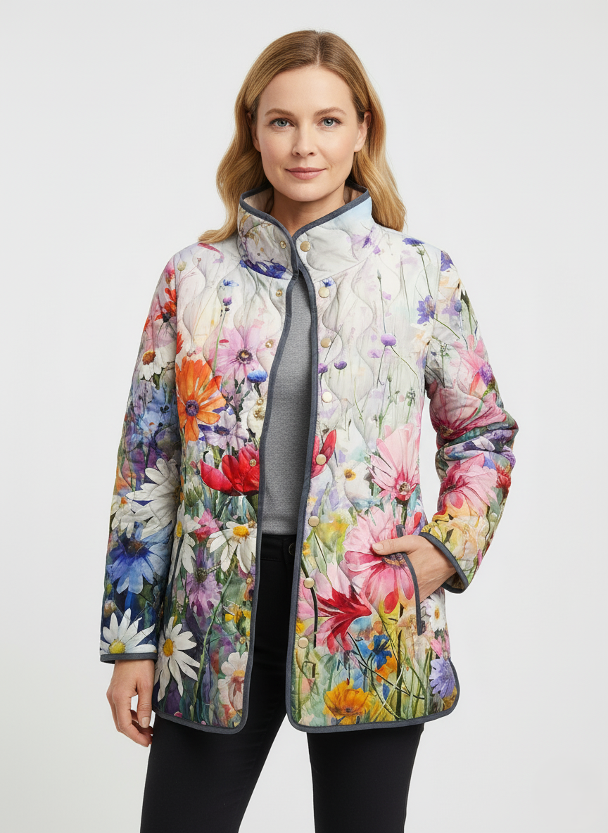 Veste Matelassée Femmes Jardin de Fleurs Sauvages