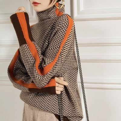 Harper | Chunky Striped High Neck Sweater