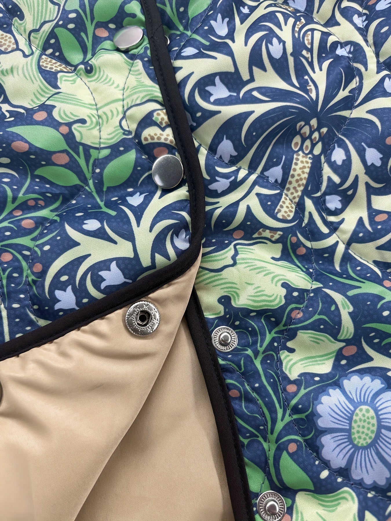 Veste matelassée vintage pour femmes à imprimé botanique