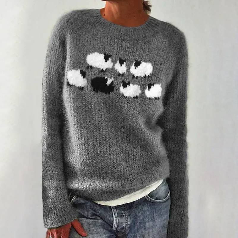 Lou™ | Cozy wool sweater with sheep pattern